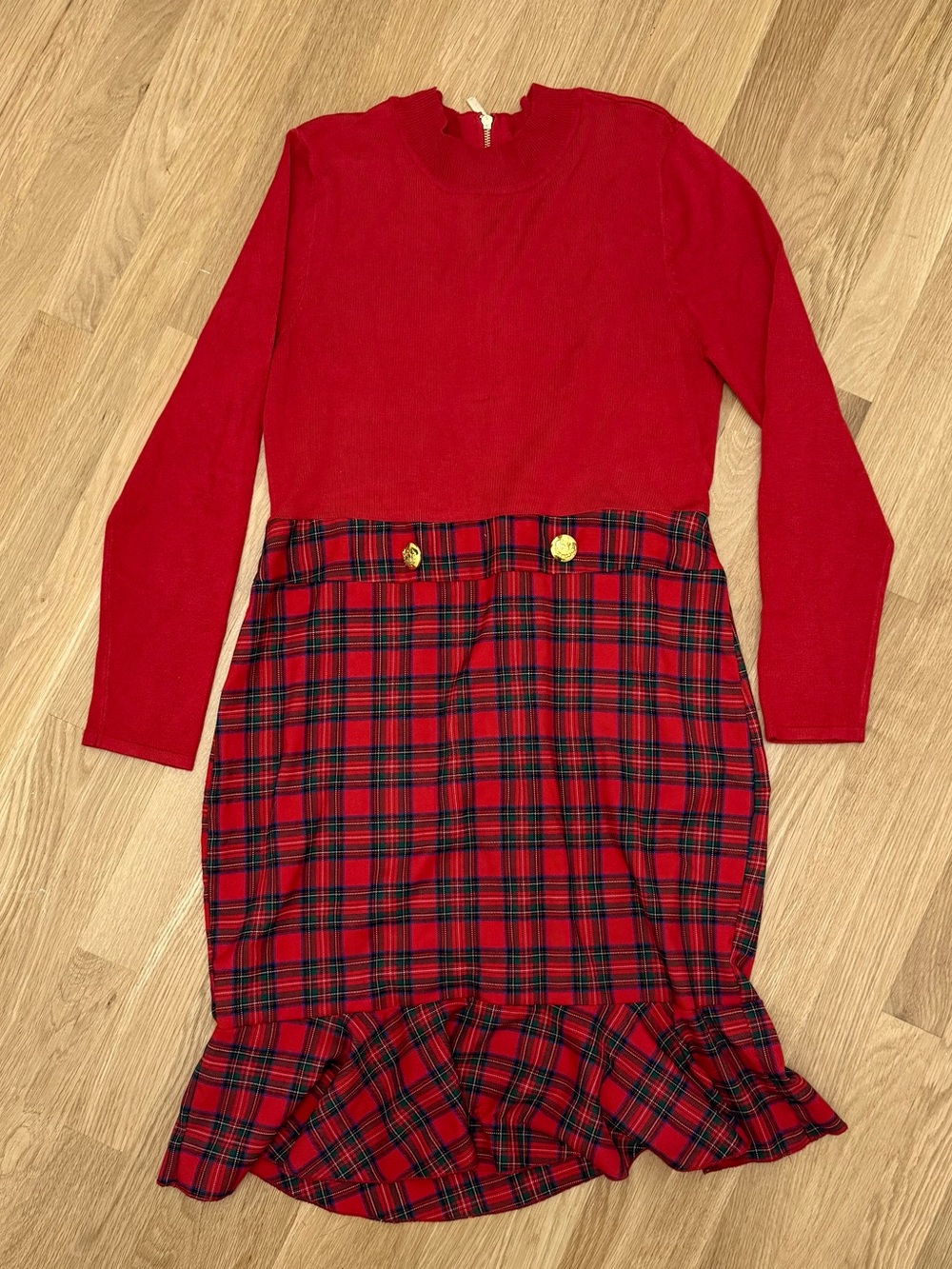 Plaid Detail Sweater Dress, women’s size 12 - Picture 3 of 6